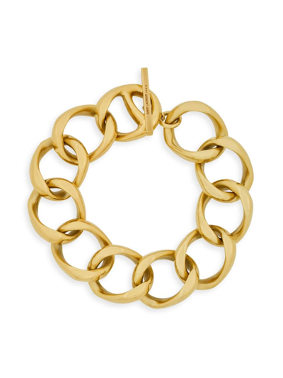 Shop Saint Laurent Women's Large Chain Bracelet In Metal In Gold