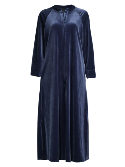 Shop Natori Women's Natalie Long-sleeve Satin Nightgown In Midnight Navy