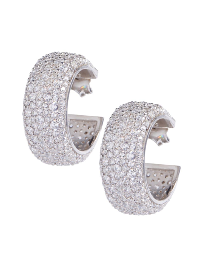 Shop Nickho Rey Women's Audrey 14k Gold Vermeil & Crystal Hoop Earrings In White Gold