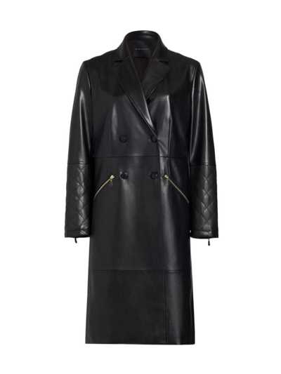 Shop Elie Tahari Women's The Dina Vegan Leather Trench Coat In Noir