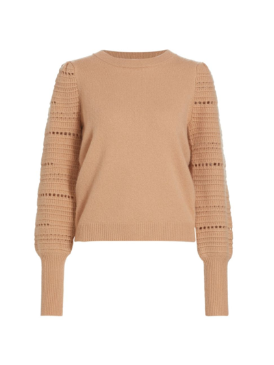 Shop Elie Tahari Women's Balloon-sleeve Cashmere Pullover Sweater In Fossil