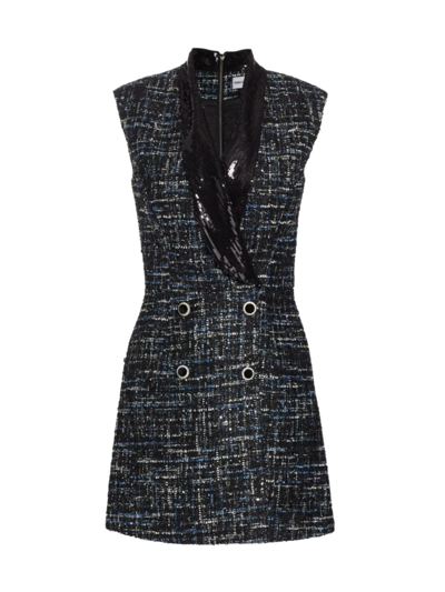 Shop Rebecca Vallance Women's Jacques Tweed Blazer Minidress In Black Blue