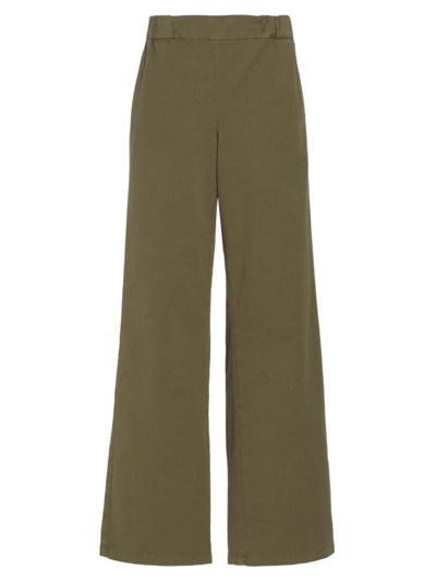 Shop Anine Bing Women's Koa Stretch-cotton High-rise Wide-leg Pants In Army Green