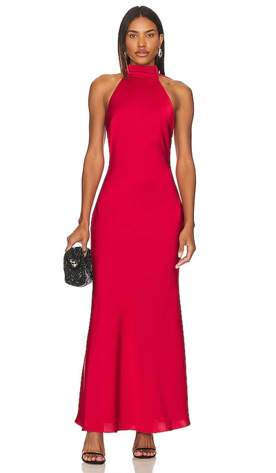 Misha X Revolve Evianna Gown In Crimson