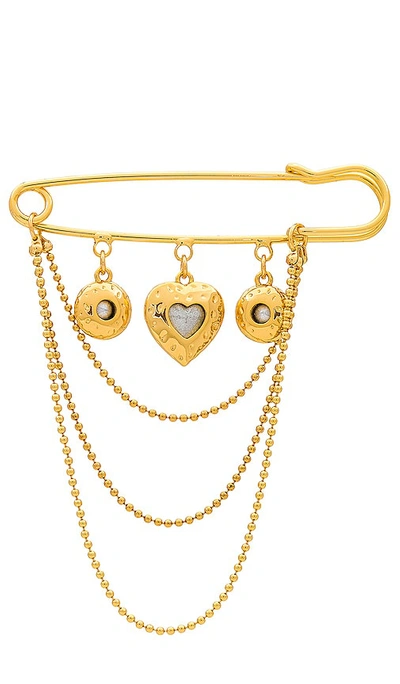 Shop Petit Moments Mini Gem Chain Brooch In Gold