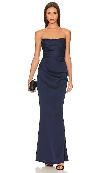 Shop Nookie Emelie Strapless Gown In Navy