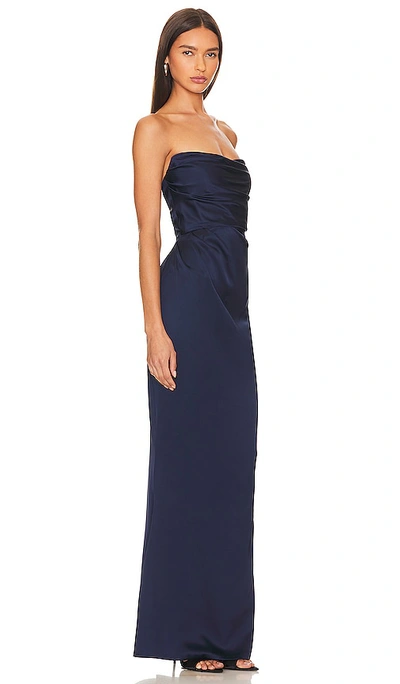 Shop Nookie Emelie Strapless Gown In Navy