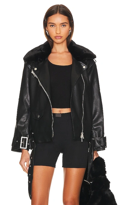 Shop Line & Dot Moto Faux Leather Jacket In Black