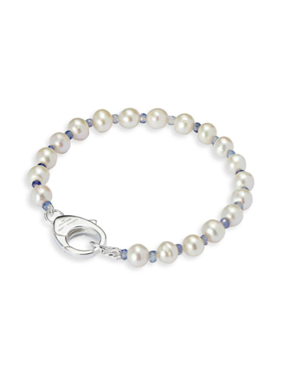 Shop Hatton Labs Men's Freshwater Pearl, Cubic Zirconia, & Sterling Silver Bracelet In Silver White Pearl