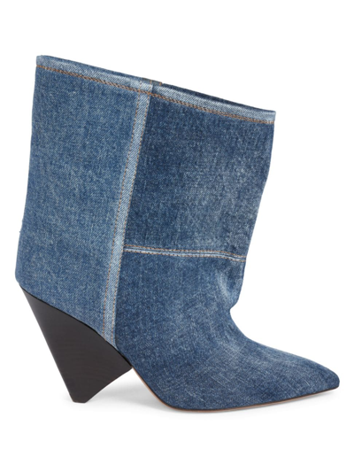 Shop Isabel Marant Women's Miyako 90mm Denim Boots In Dark Blue