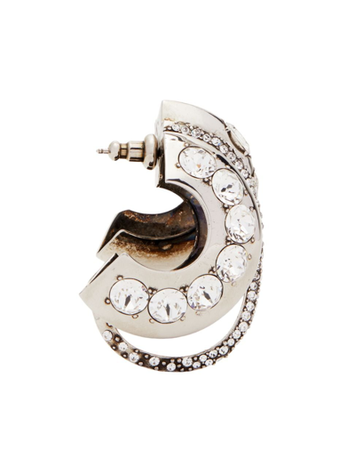 Shop Alexander Mcqueen Women's Silvertone & Crystal Ear Cuff In White Gold