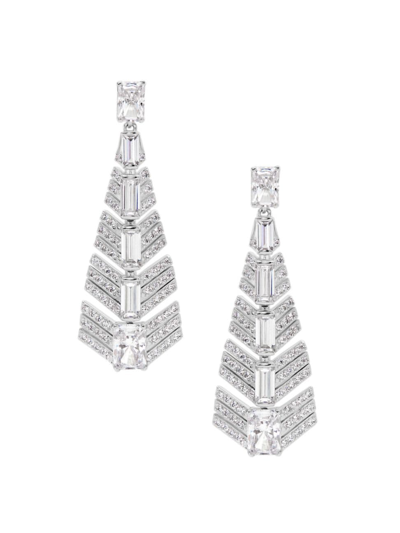 Shop Adriana Orsini Women's Naomi Deco Sterling Silver & Cubic Zirconia Feather Drop Earrings
