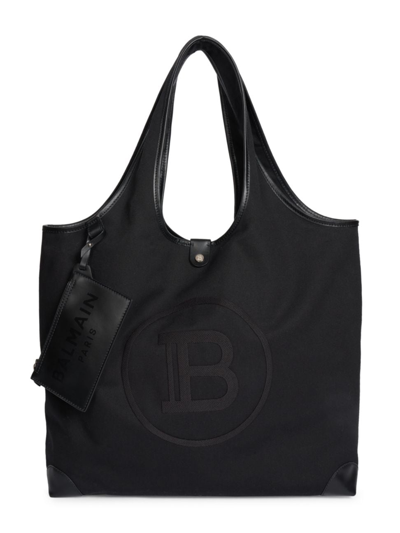 Shop Balmain Women's B-army Logo Shopper Bag In Black