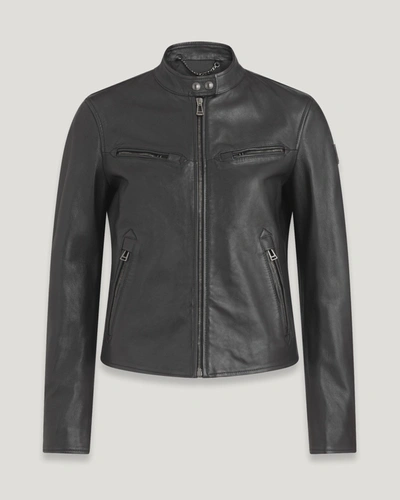Shop Belstaff Pine Jacke Für Damen Cheviot Leather In Black