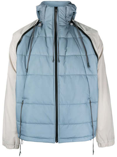Shop Saul Nash Blue And Grey Transformable Puffer Jacket