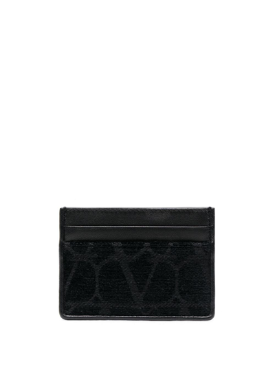 Shop Valentino Black Toile Iconographe Leather Card Holder