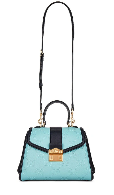 Fwrd Renew Gucci Gg Marmont Top Handle Bag In Teal