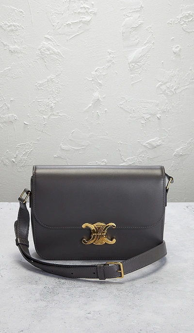 Fwrd Renew Celine Calfskin Triomphe Shoulder Bag In Black