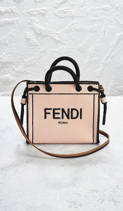 Fwrd Renew Fendi Roma Canvas Two Way Bag In Beige