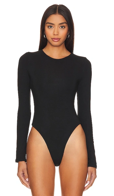 Re Ona Crewneck Long Sleeve Bodysuit In Black