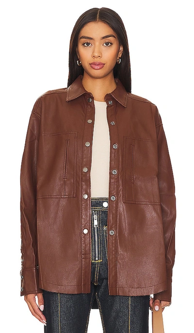 Shop Free People Easy Rider Faux Leather Shacket In Desert Topaz