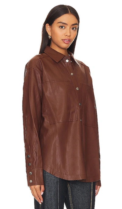 Shop Free People Easy Rider Faux Leather Shacket In Desert Topaz