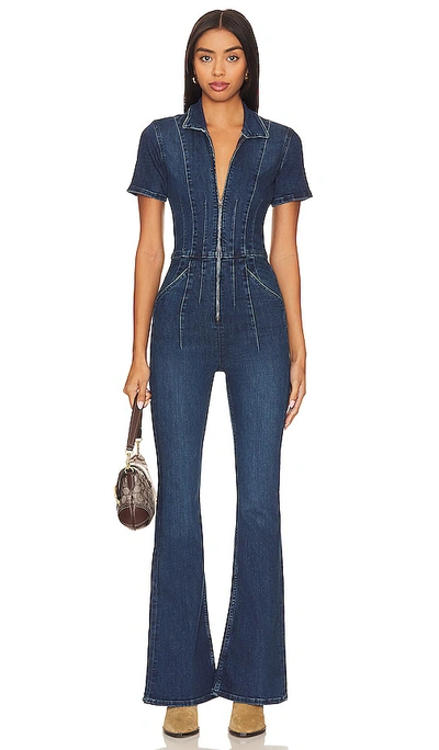 Shop Free People X We The Free Jayde Flare Jumpsuit In Blue