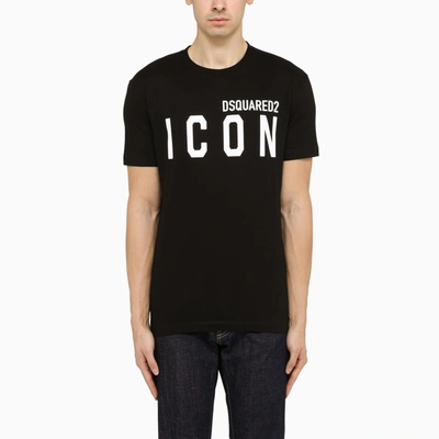 Shop Dsquared2 Icon Black T-shirt In Nero/bianco