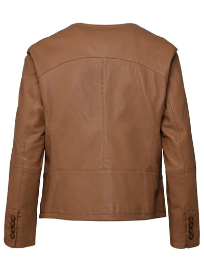 Shop Bully Beige Leather Jacket
