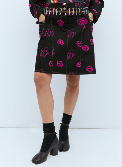 Shop Chopova Lowena Nosebutter Flocked Skirt In Black
