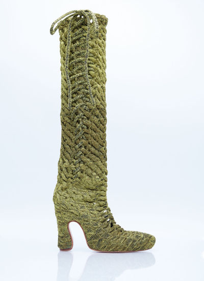 Shop Isa Boulder Spiral Cable Boots In Green