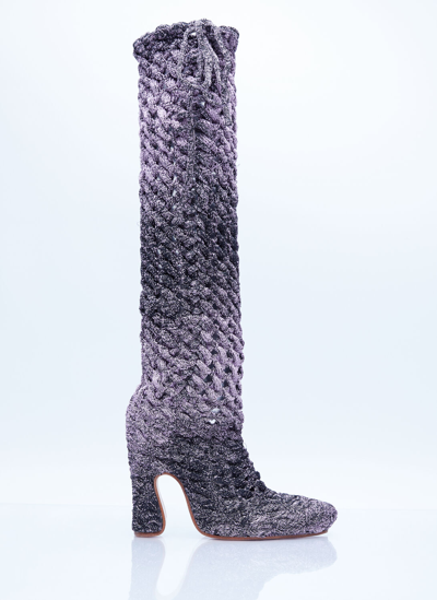 Shop Isa Boulder Spiral Cable Boots In Lilac