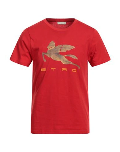Shop Etro Man T-shirt Red Size M Cotton