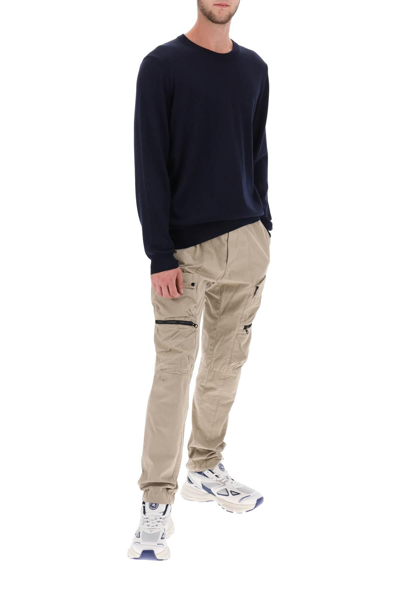 Hugo Boss Eco -sustainable Wool Sweater With Embroidered Logo Boss Botto -l In Blue