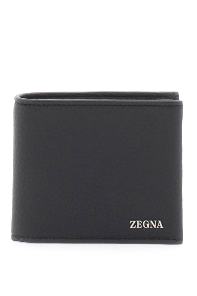 Shop Zegna Leather Bifold Wallet In Black