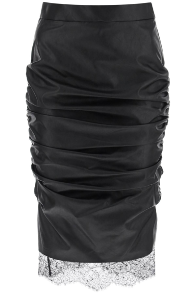 Shop Tom Ford Draped Faux-leather Skirt In Black