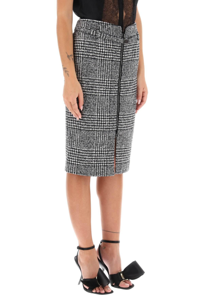 Shop Tom Ford Prince Of Wales Pencil Skirt In White,black