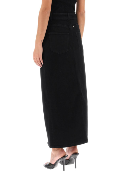 Shop Givenchy Long Denim Skirt In Black