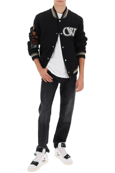 Off-white Off White™ Black Wool Blend Bomber Jacket In Black