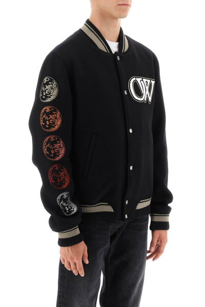 Off-white Off White™ Black Wool Blend Bomber Jacket In Black