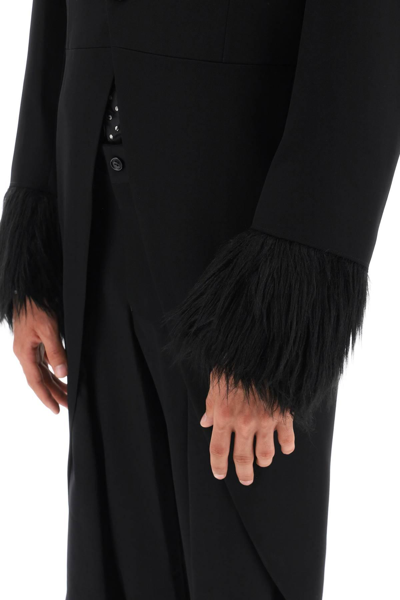 Shop Comme Des Garçons Homme Deux Tailcoat With Eco-fur Inserts In Black