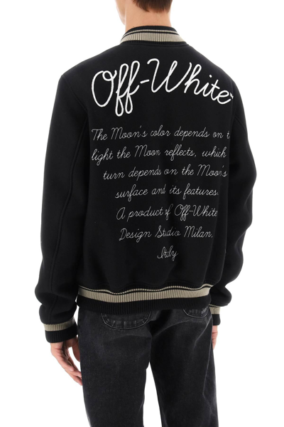 Off-white Off White™ Black Wool Blend Bomber Jacket In Black
