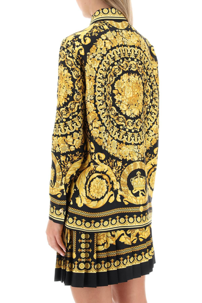 Shop Versace Barocco Silk Shirt In Yellow,black