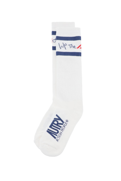 Shop Autry Socks With Logo In White