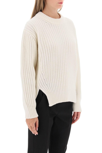 Shop Moncler Crew-neck Sweater In Carded Wool In White