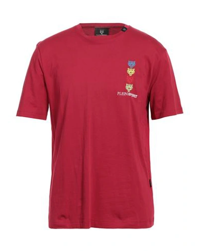 Shop Plein Sport Man T-shirt Burgundy Size Xxl Cotton In Red