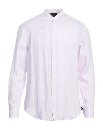 Shop Emporio Armani Man Shirt Lilac Size M Linen In Purple
