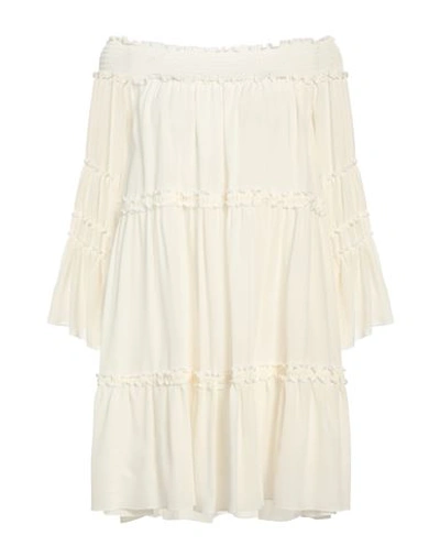 Shop Dondup Woman Mini Dress White Size 8 Silk