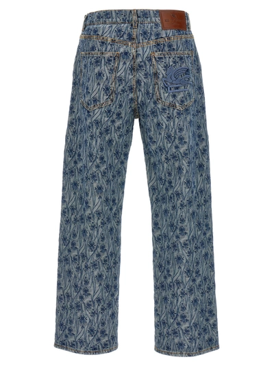 Shop Etro Jacquard Jeans Blue