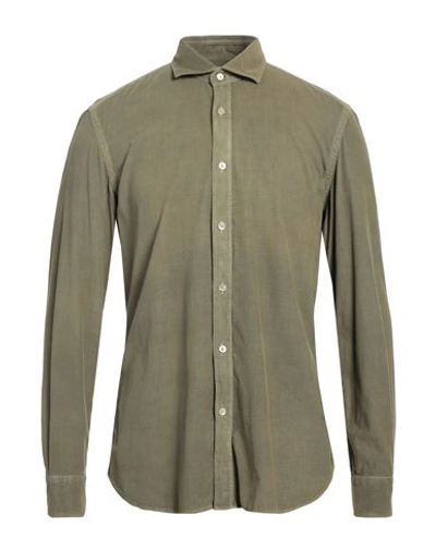 Shop Boglioli Man Shirt Military Green Size 15 ½ Cotton